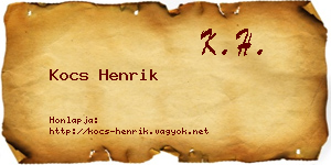 Kocs Henrik névjegykártya